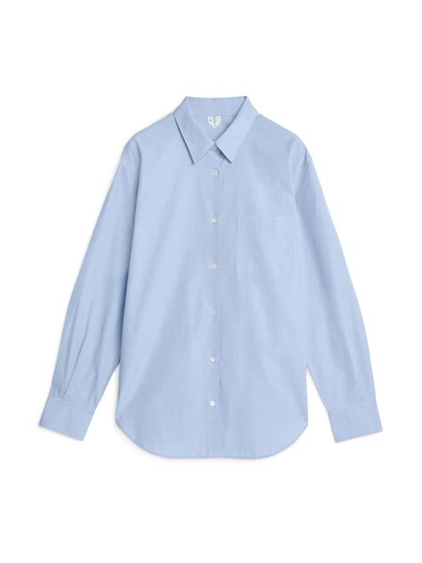 Cotton poplin shirt with Double G in pale blue